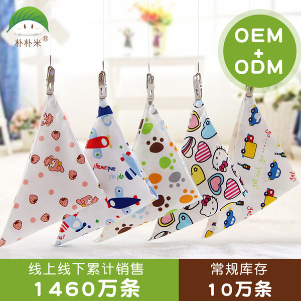 Infant Baby Pure Cotton Saliva Towel Hidden Button Double Triangle Towel Bibs and Burp Cloths Slabbetjes Bandana Feeding Scarf