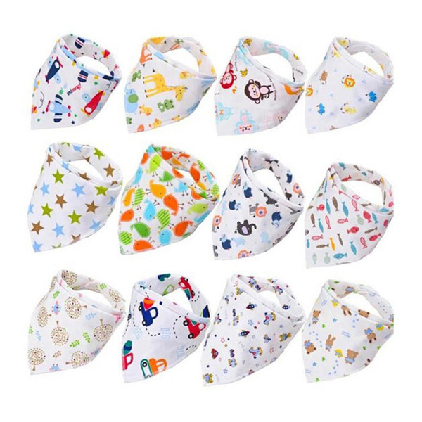 Baby Print Saliva Towel Baby Infant Boy Girl Designer Clothes Cotton Triangle Newborn Turban Bib Scarf Double Snap 19