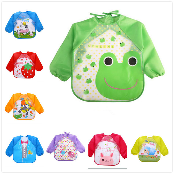 Baby Cartoon Overalls Eva Waterproof Bib Long Sleeve Apron Children Kids Lunch Feeding Smock Apron Boy Girls Burp Clothes 18 styles D21902