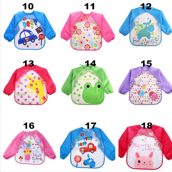 Colorful Baby Kids Waterproof Bib Eva Long Sleeve Overalls Children Feeding Smock Apron Boy Girls Dinner Lunch Burp Clothes 18 colors D21902