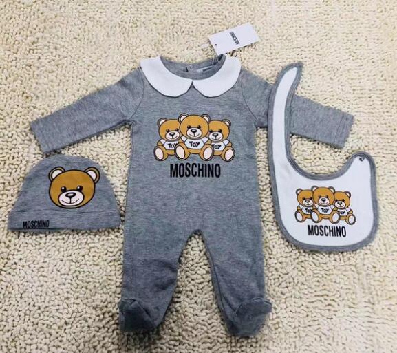 New Fashion Kids Baby Clothes set Cute Newborn Infant Baby Boys Letter Romper baby girl bibs Cap Outfits Set Burp Cloths