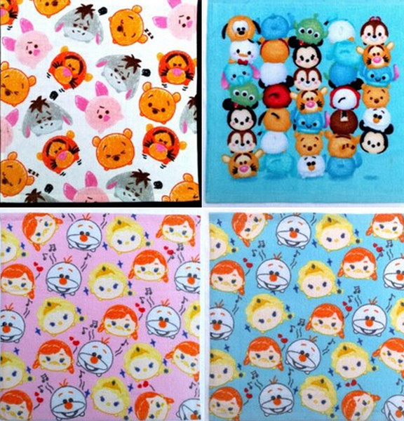 Wholesale-New 20 pcs Popular Cartoon Tsum Cotton Cartoon Printing Towels For Best Gift EZ-14