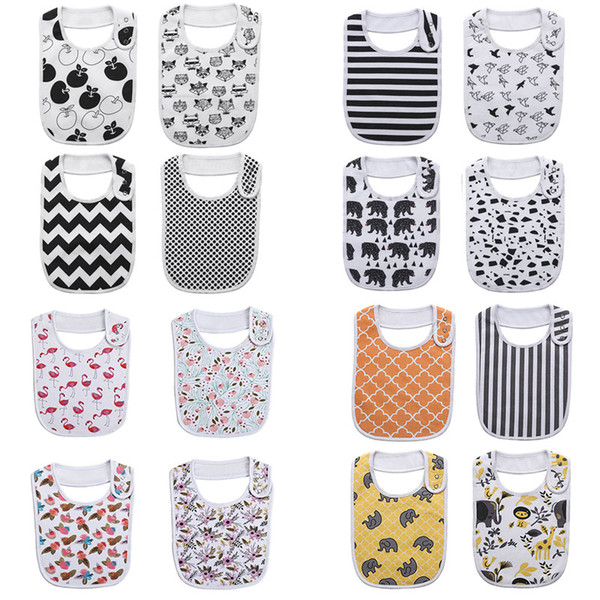 Fashion Newborn Cotton Bib Towel Digital Printing Baby Bibs Double Thick Absorbent Square Towel for Feeding Infant