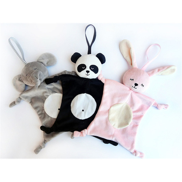 Hot 28*28cm Appease Towel Baby Toy INS Explosion Models Bibs Can Chew Toy Baby Doll Panda/Rabbit/Elephant/monkey Children Plaything 4 styles