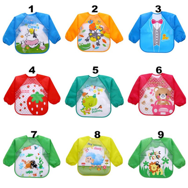 Baby Cartoon Eva Waterproof Bib Long Sleeve Overalls Kids Feeding Smock Apron Boys Girls Burp No-wash Clothes 2020 New Arrive D21902