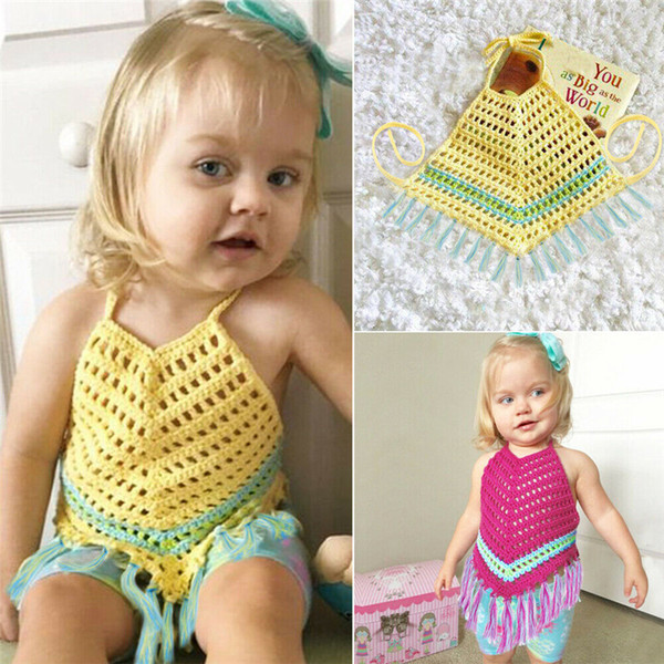 Baby Bibs Infant Kid Baby Girl Clothes Crochet Hollow Out Romper Jumpsuit Outfit One-Piece Feeding Cotton Sleeveless