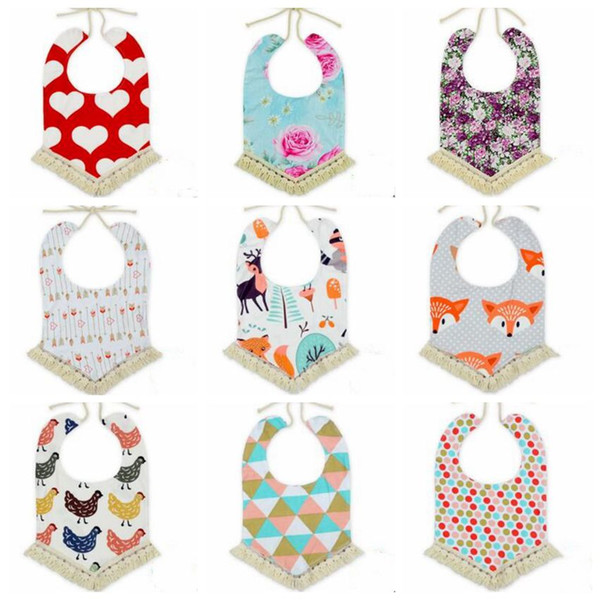 Baby Bandana Bibs INS Tassel Saliva Towels Newborn Burps Cloths Infant Cotton Bavoir Scarf Child Cartoon Fox Turban Bib Burp Baberos B3114