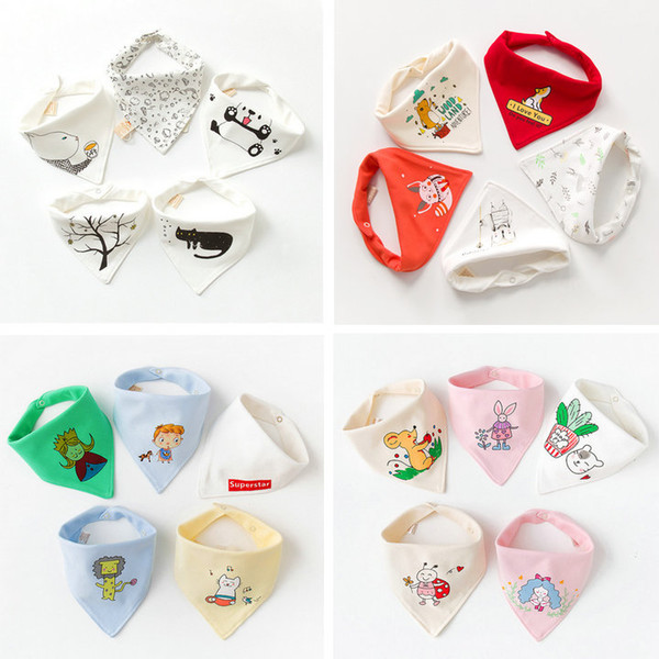 3pcs 50 colors baby bibs newborn cotton cartoon printing burp cloths infant toddle saliva towel bib triangle bibs baby feeding kids clothes