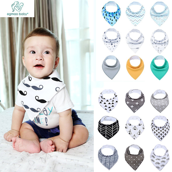 9 Pcs/ Lot Unisex Bandana Drool Bibs, Super And Stylish Anti Dirty Absorbent 100% Cotton For Newborn Boys Girls Baby Bibs J190522