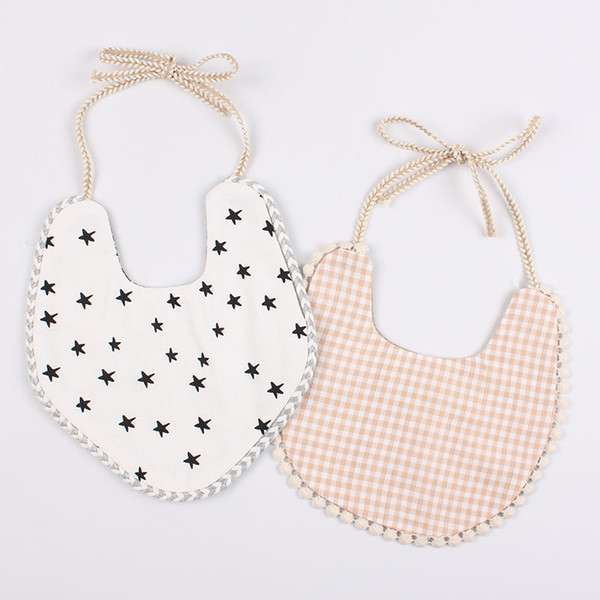 Classic Baby Bibs For Boy Girl Cotton Comfortable Absorption Newborn Burp Cloth Adjustable Size Bandana Saliva Towel Feeding