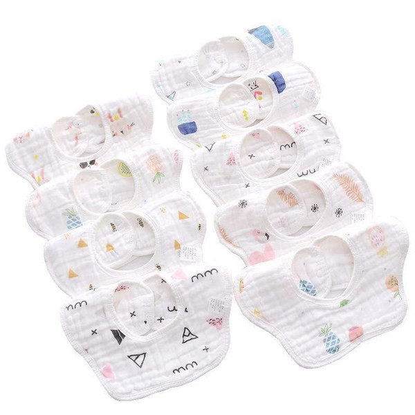 Baby Saliva Scarf Bib Newborn Anti Spitting Gauze Bib Baby Cotton 360 Degree Rotating Rice Bag Burp Cloths