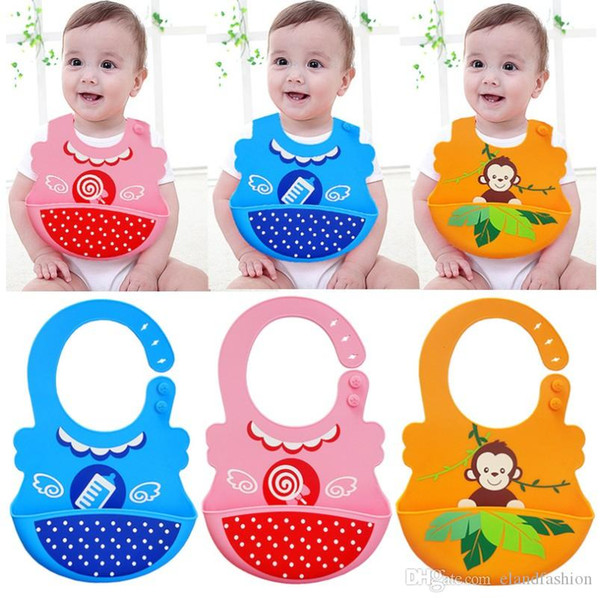 Infant Baby Colorful Soft Silica Gel Bibs Kids Best Sale Cute Cartoon Design Feeding Bibs Baby Burp Cloths