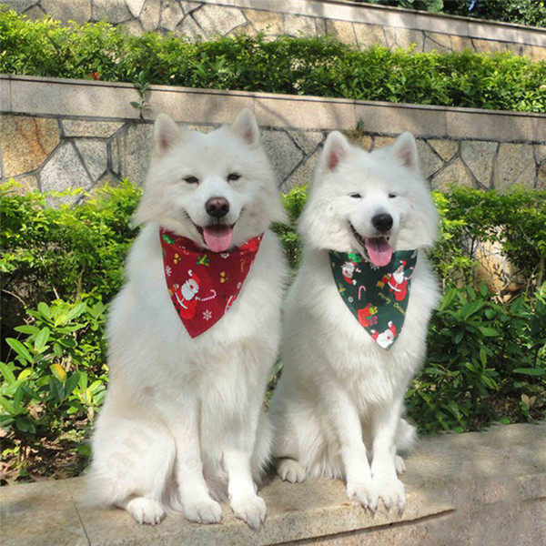Lovely Christmas Pet Cotton Scarf Neckerchief Apparel 2020 Christmas Dog Costume Triangular Bandanas Pet Dogs Cats Grooming Supplies A110706