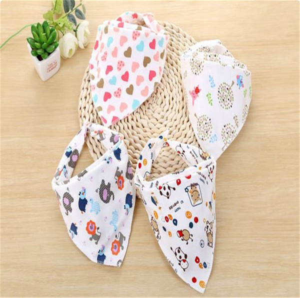 Double Layer Cartoon Infant Button Triangle Bib Newborn Baby's Bandana Burp Cloth Toddler Animal Floral Cartoon Turban Bibs Scarf 2020 LY225