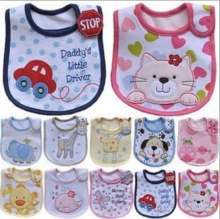 5pcs/lot cotton Baby boys girls bibs Infant embroidered saliva towels Feeding Burp Cloths Lovely Baby Accessories Waterproof bib CJ191220