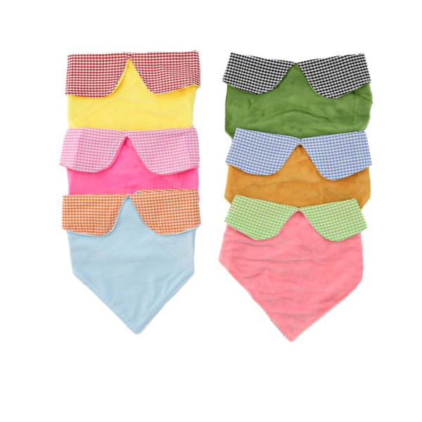 Baby plain color saliva towel cotton newborn triangle towel baby plaid bow tie bib