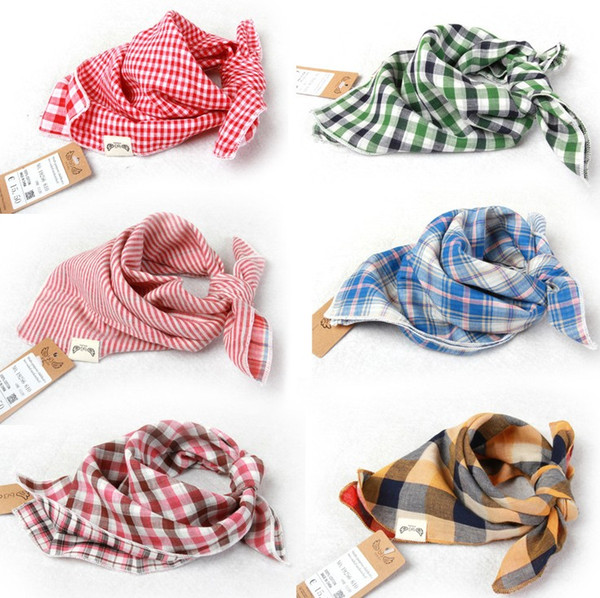 41 Style New Baby Bandana Scarf Bibs Cotton Baby Feeding Clear Triangle Kids Head Scarf Infant Double yarn Bibs Burp Cloth Plaid Bibs BY1234