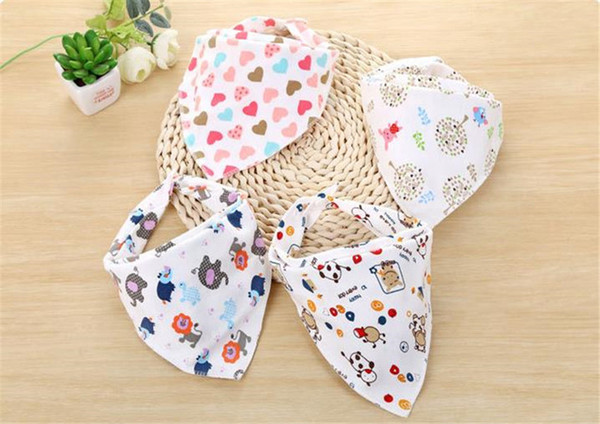 Double Layer Cotton Cartoon Infant Button Triangle Bib Newborn Bandana Burp Clothes Toddler Animal Floral Printing Turban Bibs Scarf LY225