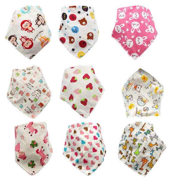 Cartoon infant Triangle bandana bib newborn Burp Cloths 2020 baby girls boys Double layer cotton toddler animal print bibs C4395