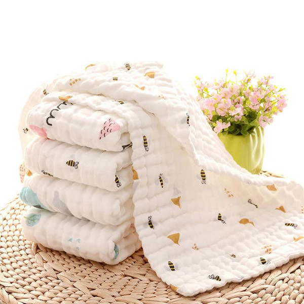 Baby Muslin Towel Newborn Square Bibs Kids 6 Layers Washing Gauze Handkerchief Cotton Towel Wipe Cloth Wrap Toddler Bibs MMA3171