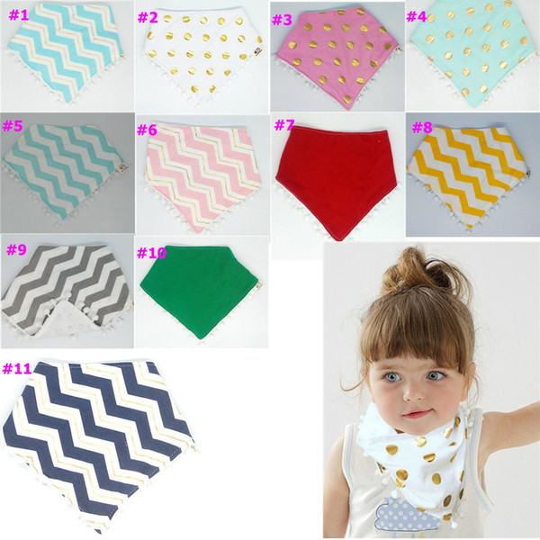 20 pcs/lots Cotton 11 Styles Ball Tassels Baby Bibs Burp Cloths Bandana Bibs Dribble Bibs BandanasTowel Toddler Triangle Scarf