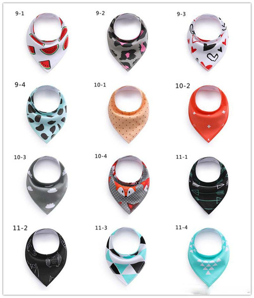 100 Colors Baby fashion pattern Trangle Bibs cute ins hot patterns infants fleece triangular bibs arrows dots letters animal graphics cotton