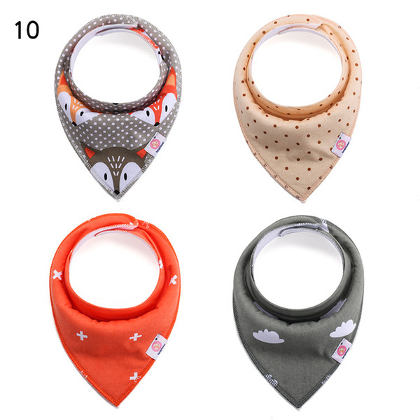 Wholesale Baby INS Fox Bibs 72designs sets Bandana Infant Saliva cloth INS Triangle Bibs Cartoon Baby Bibs Newborn Burp Cloths Free Shipping