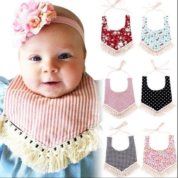 Baby Bandana Tassel Bibs INS Burps Cloths Newborn Fringe Saliva Towel Bib Burp Tassel Feeding Saliva Towel Bandana Bibs K4501