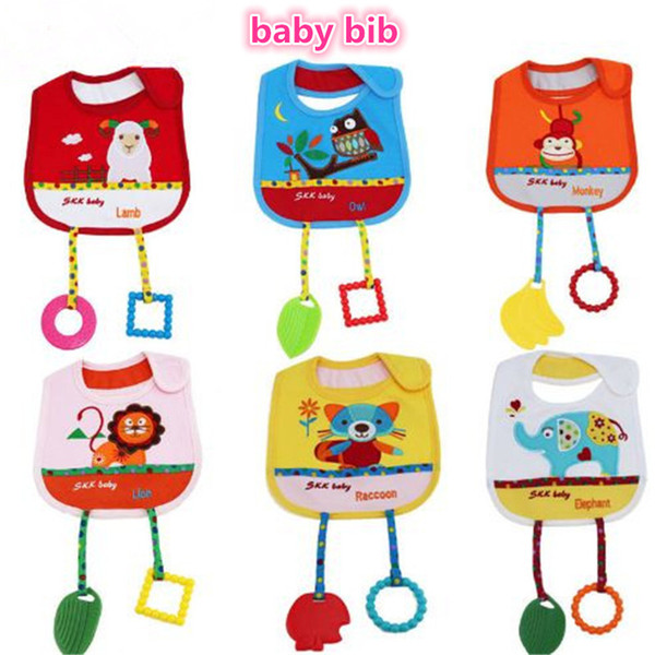 8 models Infant saliva towels baby bib cartoon animal toddler bibs for children Baby burp cloths kids scarf with Teether Beads kid362