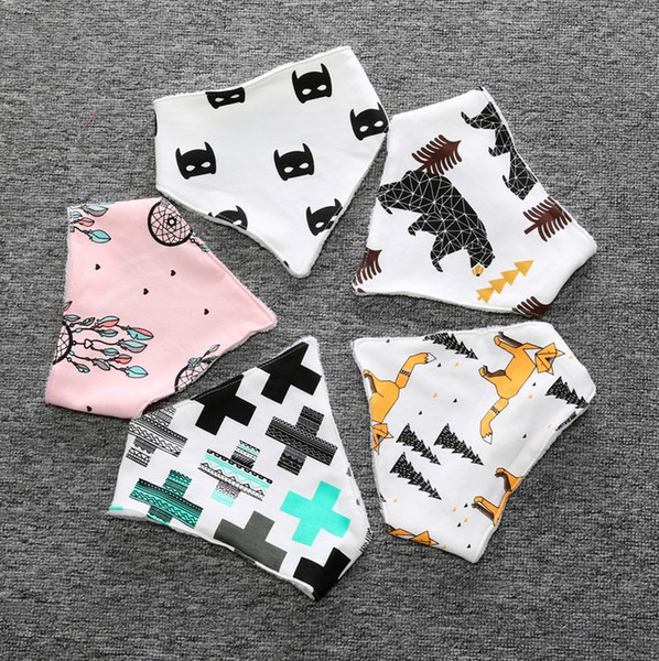 Ins Baby Bibs Baby Infant Burp Clothes Cotton Cartoon Printed Multicolor Saliva Towel Triangle Head Scarf Absorbent Adjustable Bib170225