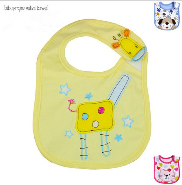 Cartoon Baby Cotton Bib Baby Bibs Three-layer Waterproof Saliva Towel Pattern Bib Burp Cloths Baby Feeding Wholesale Free Ship