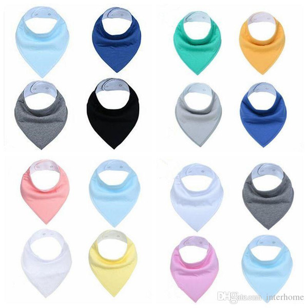 Baby Bibs Infant Solid Color Burp Cloths INS Fashion Bandana Waterproof Pure Cotton Saliva Bibs Kids Pinafore Dribble Triangle Bibs LT257