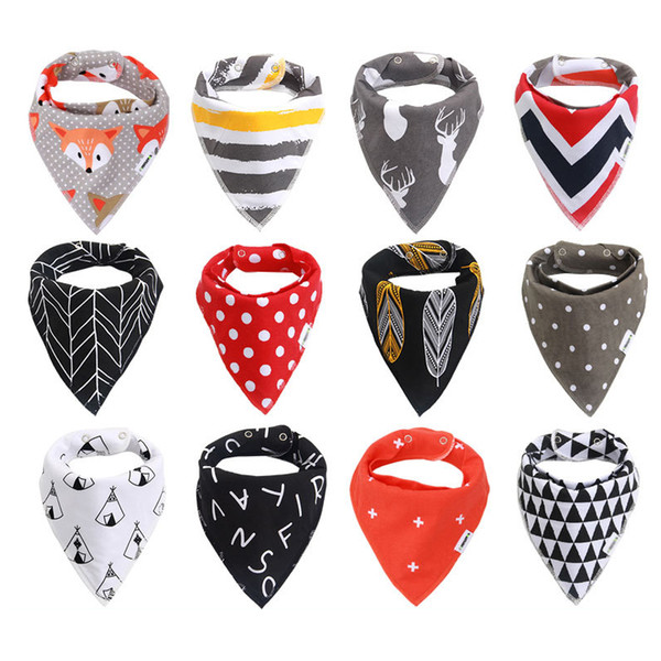 Baby INS Fox Bibs Burp Cloths 26 Designs Bandana Infant Saliva Cloth INS Triangle Bibs Newborn Cartoon Baby Bibs Newborn Burp Cloths