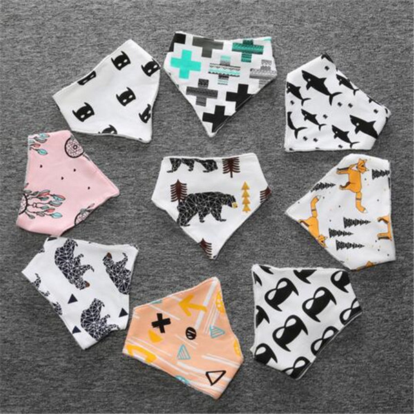 Ins Baby Feeding Bibs Baby Infant Burp Cloth Terry Fox Bear Bibs Saliva Towel Triangle Head Scarf Long Absorbent Adjustable Baby Feeding