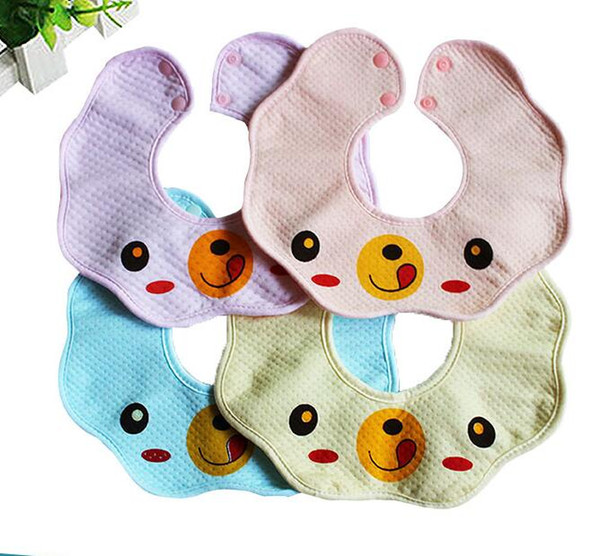 New children's waterproof snap octagonal round saliva towel 360 degree rotating cotton petal bib bib