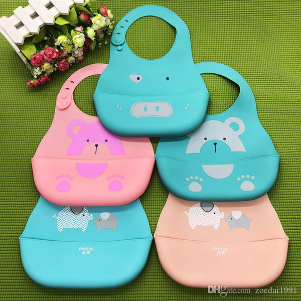 Hot Selling Baby Bibs Cartoon Prints Kids Silicon Bib Child Adjustable Waterproof Bibs Baby Feeding Tools