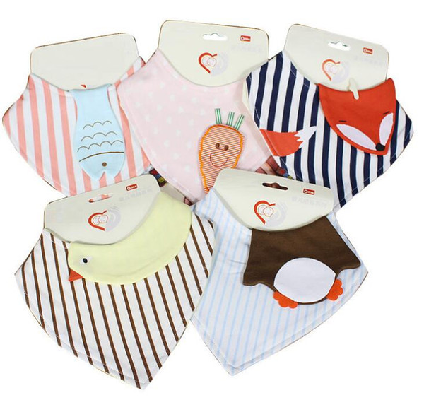 Baby Bibs Cartoon Kids Burp Cloths Triangle Towel Striped Plaid Cotton Slobber Towel Baby Feeding bib Children's bibs