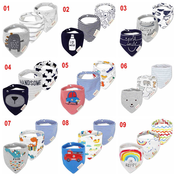 3piece/package Soft Comfortable Colorful 100% Organic Cotton And Baby Bandana For Boys &Girls Infant Adjustable Snaps Saliva Baby Bibs