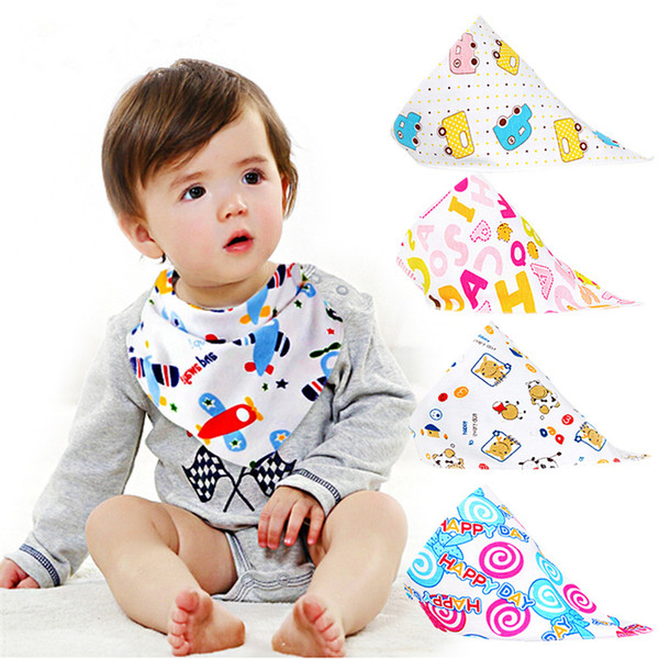 New Baby Bibs Towel Triangle Burp Burp Cloths cartoon Infant Toddler Bandana Scarf Double Layers Kids Nursing Bibs 28 design B0463