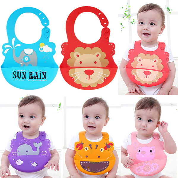 Baby Cute Cartoon Bibs Waterproof Bandana Silicone Burp Children Baby Feeding Bibs Boys Girls Infants Feeding Care KSF05