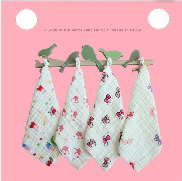 46types New baby Bath towel bibs infant animal cartoon colorful bibs Kids wash cloth burp cloths square cotton 6 layer bibs bandana KSF33