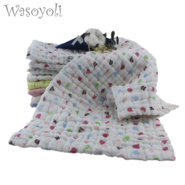 Wasoyoli 5 Peices / Lot 20*40cm 6 Layers Soft Handkerchief 100% Muslin Cotton Seersckuer For Baby Feeding Face Washing Bathing