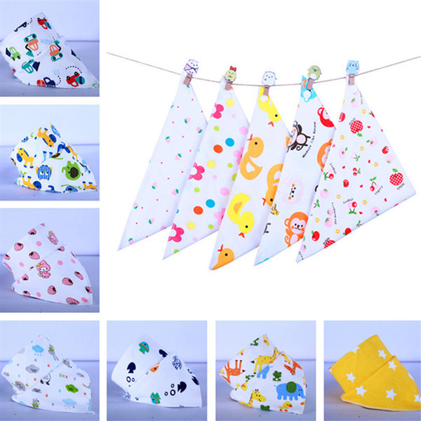 Baby Bibs Infants Burp Cloths Saliva Towel Cotton 84color Boys Girl Cute friuts Cartoon Slabbetjes Bandana Feeding Scarf 600pcs T1G122