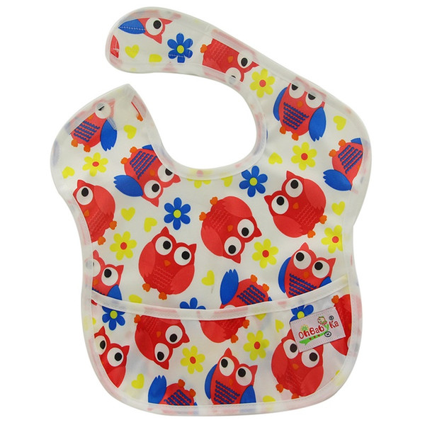 Baby Bibs Cute Cartoon Pattern Toddler Baby Waterproof Towel Reusable Bibs with Pocket Fit 0-3 Years Old Infant Burp Cloths Feeding