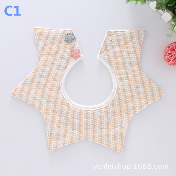 Baby Cotton Bibs Cute Star Pattern Double Layer Waterproof Burp Cloths Infant Newborn Baby Feeding 360 Degrees Saliva Towel