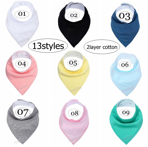 INS NEw Solid color 2layer 100% Cotton Baby Bandana Drool Bibs for Drooling and Teething Gift Boys and Girls Unisex Saliva towel