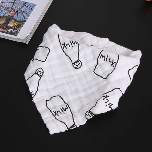 Cotton Baby Bibs Cute Milk Bottle Triangle Print Kids Infant Head Scarf Bandana Feeding Burp Cloths Saliva Towel for Girls Boys