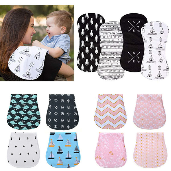 4Pcs/ Lot 100% Cotton Fabric Double Layer Baby Burp Cloths Curved Absorbent and Soft Baby Bibs Baby Accessories