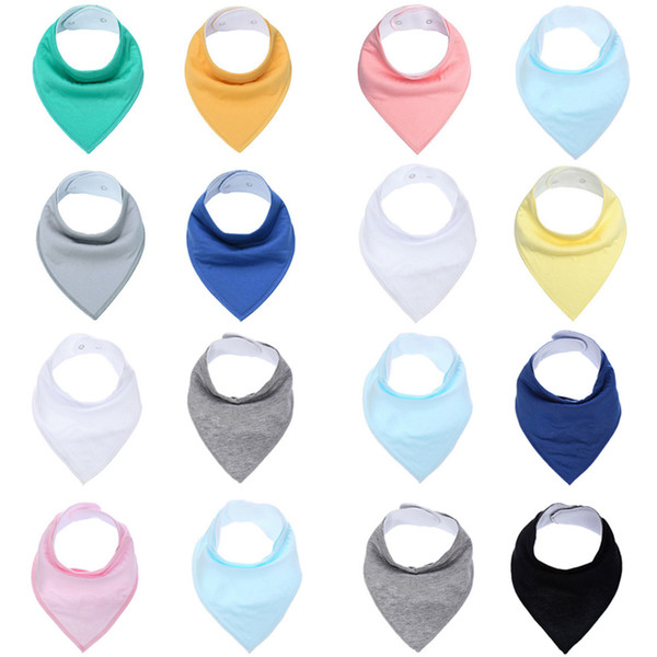 100% cotton solid color adjustable triangle infant baby bib bandana scarf toddler soft breathable lunch feeding bib burp cloths