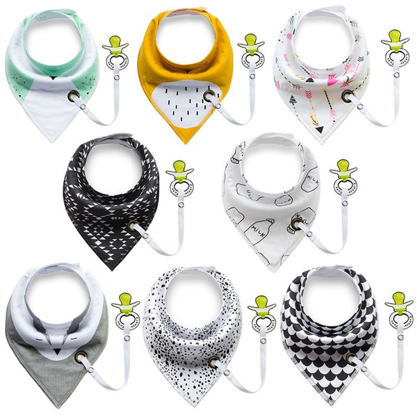 Toddler Baby Bibs with Pacifier Clip Unisex 20pcs Burp Bandana 100% Organic Cotton Soft Triangle Scarf Bib Pacifier Including